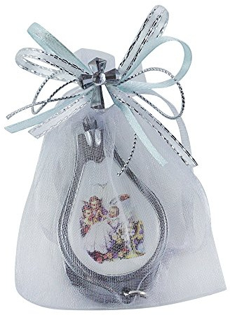 Baptism Keychain 12PCS Nail Clipper and Wine Opener Party Favors for Baby Boy -Bautizo Recuerdos/Baby Guardian Angel Design in Decorated Pouches