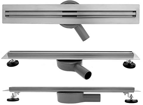 VBChome Duschränna 100 cm ultra slim platt, mycket rostfritt stål, golvbrunn, sifon med luktstopp, storlekar 60 70 80 90 avloppsränna för badrum, duschavlopp komplett set