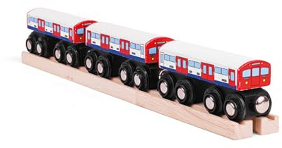 Bigjigs Rail Underground Train | London Tube Trains for Kids Wooden Railway Sets | Wood Engine Toy with Magnetic Couplings | Replica Engines | Educational Toddler Toys | Gifts for 3+ Year Old Children