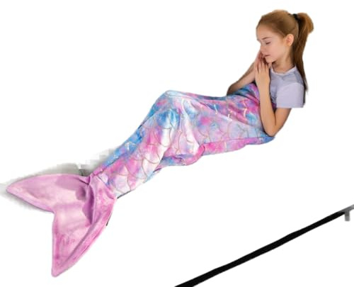 Toddler Mermaid Tail Blankets Glittering Cozy Soft Flannel Rainbow Colorful Gifts All Season for Toddlers/Kids