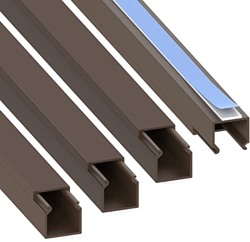 Cable Coach L1515BR4 - Canaleta para Cables (autoadhesiva, 15 x 15 mm, 4 m, 4 x 1 m), Color marrón