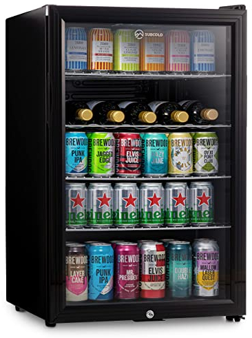 Subcold Super115 LED - Under-Counter Fridge | 115L Beer, Wine & Drinks Fridge | LED Light + Lock and Key | Energy Efficient (Black)