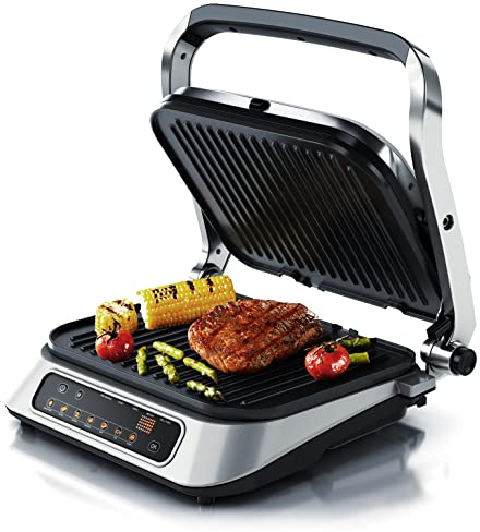 arendo - Parrilla eléctrica de contacto – Grill 1900W – 7 programas – Control de temperatura - Acero inoxidable antiadherente – Placas extraíbles – Para barbacoa, todos alimentos, carne, pescado