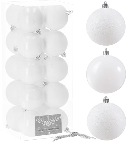Bolas de Navidad Blancas 20 Piezas 8 cm Estable a Fractura de Plástico Brocado Perlas Brillantes Mates Bolas de Árbol de Navidad Blancas para Decoración de Navidad Elegante Adorno Navideño – SPRINGOS