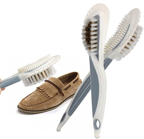 WUBAYI Cepillo de gamuza 4 en 1 y cepillo de exfoliación Cuidado de limpieza Cepillo de zapatos multifuncional Cepillo de nylon de latón Cepillo de limpieza de zapatos de gamuza