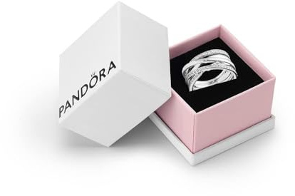 PANDORA Timeless Women's Sterling Silver Entwined Cubic Zirconia Ring, Size 58, With Gift Box