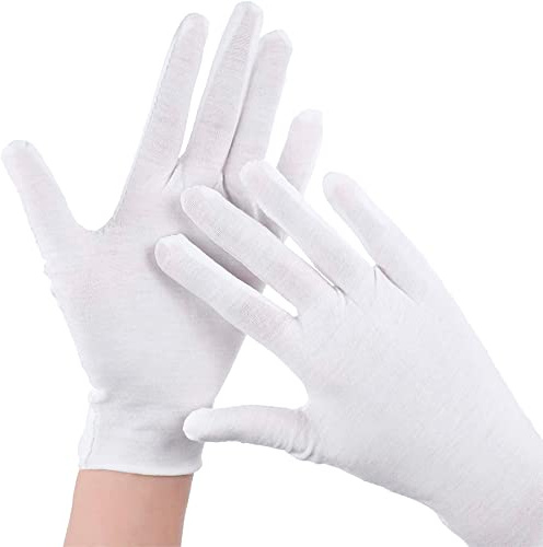 EXBRIECO 100% bomullshandskar, Kostym Plugin, Torr hud eller eksem, Hydrationsbehandling, Handvård, Återanvändbara och bekväma, för kostym, Servitör, Händelser.