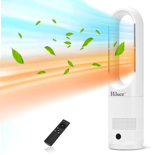 Hiluce All Season Bladeless Fan, 1400W Space Heater & 40W Tower Fan Combo with Remote,25dB Quiet Heater Fan Combo,90° Oscillation,8 Speeds, 9H Timer,Fast Safety Heat for Bedroom, Kitchen, Office 22