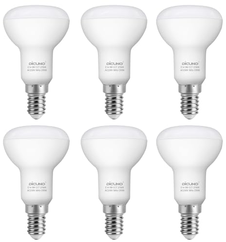 DiCUNO E14 LED Lampe 5W, Warmweiß 2700K, ersetzt 50W Halogenstrahler, 550LM, R50 Reflektorlampe 120° Abstrahlwinkel, CRI 90, 230V, nicht dimmbar, 6er Pack