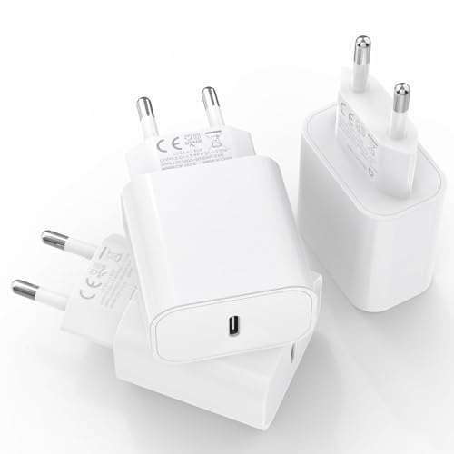Apple MFi Certified 25W USB C Ladegerät iPhone 15, 3Pack USB C Adapter, PD iPhone schnellladegerät, USB C Netzteil USB C Buchse für iPhone 15 14 Pro Max/13/12/11/8P/7/6/5S/SE/iPad usw-Ohne Ladekabel