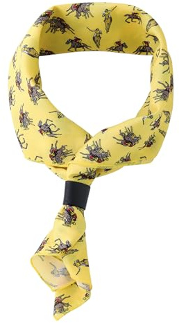 WANYING Foulard Carré pour Homme avec Boucle en Cuir Multifonction Bandanas Foulard Nicki Écharpe traditionnelle Vintage Rétro 60 x 60 cm - Motif hippique jaune