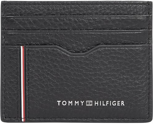 Tommy Hilfiger Uomo Porta Carte Corp Holder in Pelle, Nero (Black), Taglia Unica