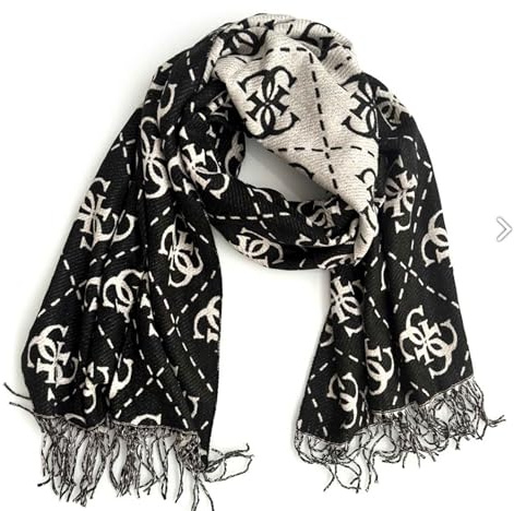 GUESS sciarpa Scarf 70 x 190 Black Logo nero