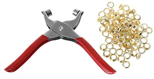 Alicates portátiles de mano con ojales con 100 ojales de metal para pancartas de cuero, perforador de ojales