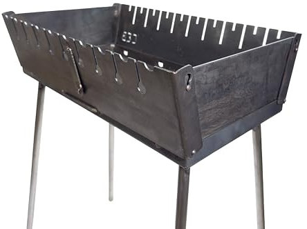 GOROCH Mangal Grill Schaschlik Holzkohlegrill – Faltbarer BBQ Koffer-Grill aus 2 mm Stahl für 10 Spieße – Tragbarer Outdoor Kohlegrill für Camping, Garten, Picknick & Reisen