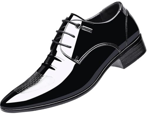 KYOESCAI Zapatos De Vestir Charol para Hombres Zapatos De Boda con Cordones Zapatos De Oficina Clásico De Oxford,Negro,47 EU