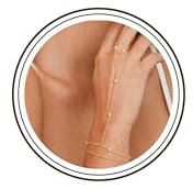 Meteorstarry Pulsera para mujer de oro/plata 925, doble pulsera con anillo de dedo personalizado, pequeño regalo para mujeres, amigos, mamá