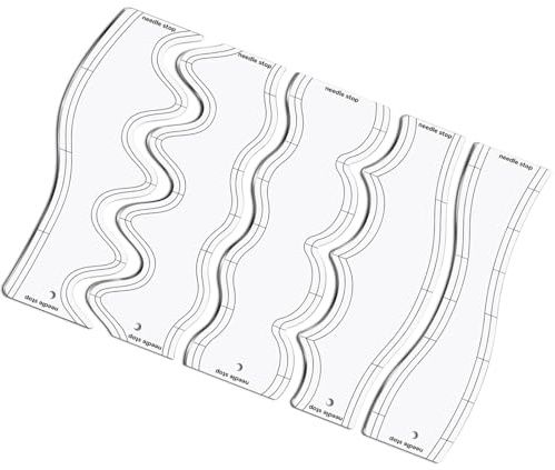 Sewing Pattern Guide Transparent, Acrylic Wave Quilting Template Ruler, 5 Wavy Design Styles, Patchwork, Dressmaking, for Fabric Crafts Professional Quilting Marking Tool