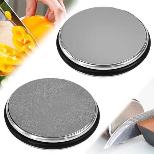 FTISSLY 2 Pcs Muelas de Diamante 55mm Rosca M12, Grano 400 y 1000 para Afilador de Rodillo Piedras de Afilar Cuchillos Redondos Repuesto de Discos de Afilar en Seco para Cuchillos de Cocina Exteriores