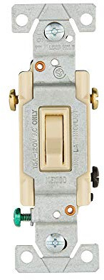 Eaton 1303-7LTVBOX 15-Amp 120-volt Standard Grade 3-Way Lighted Toggle Switch with Push and Side Wiring, Grounding, Ivory