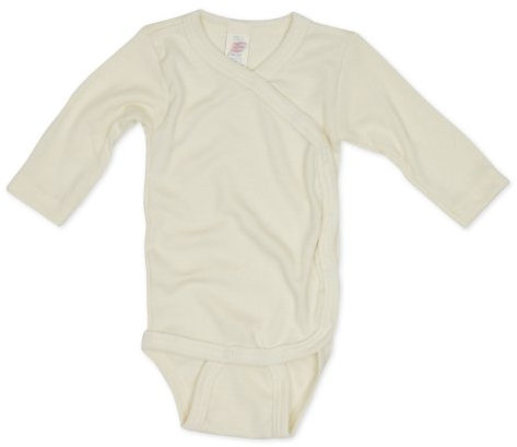 Baby Wickelbody langarm Wolle & Seide, Engel Natur, Gr. 50/56