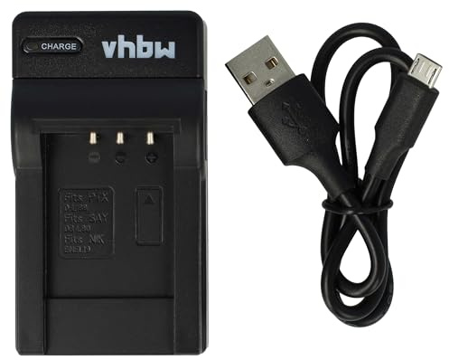 vhbw Cargador USB-C Compatible con Nikon Coolpix A300 | A100, S2750, S2500, S100, S2600, S2550 cámara videocámara/batería + cable USB-C + LED
