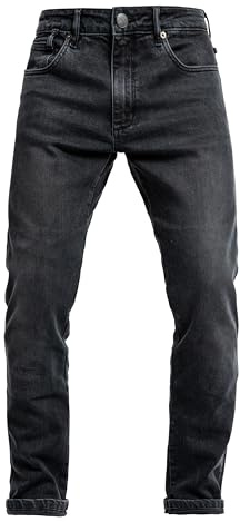 John Doe Pioneer Mono Motorcycle Jeans for Men - Urban Slim Fit Riding Pants with AAA XTM-Fiber Protection, Water-Repellent & Breathable Streetwear Style - Used Black - 32/32