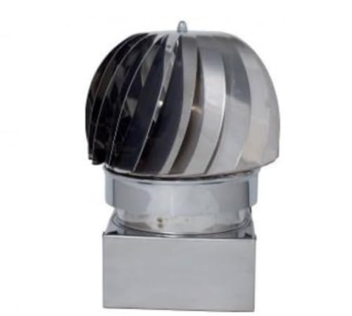 Comignolo Antivento A Base Quadrata In Acciaio Inox Terminale per stufe caldaie e camini per lo scarico dei fumi (27x27 cm)
