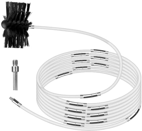 PJDDP 25Pcs Brosse Nettoyage de Cheminée, Kit de Ramonage avec Tiges en Nylon, Têtes de Brosse, Connecteur de Perceuse pour Cheminée, évent de Sécheuse, Tuyau d'égout, Hotte