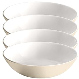 Emile Henry EVERYDAY COLLECTION 8.75/1qt Ceramic Pasta Bowl Set of 4, Sugar & Cream