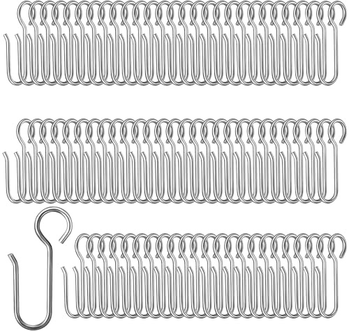 Gancho para Cortina Metal, 80 Piezas Ganchos de Cortina, Ganchos para Cortinas Metalicos, Ganchos de Cortina de Plata, Anchos de Metal para Cortina, para Cortinas y Cortinas
