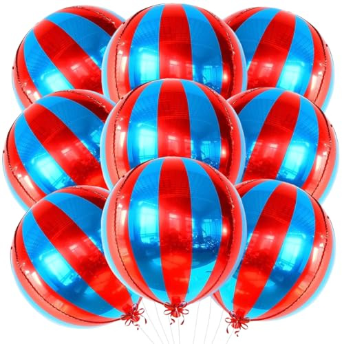 9 PCS Palloncini Festa, 22 Pollici 4D Ballons Alluminio in Rosso Blu, Palloncini Tema Circo, Decorazioni Festa per Compleanno Tema Circo Carnevale