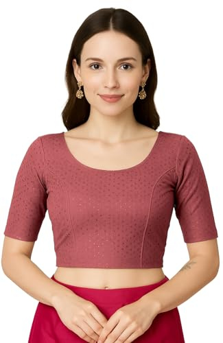 Jaanvi fashion Chemisier sari à col rond en pur coton pour femme