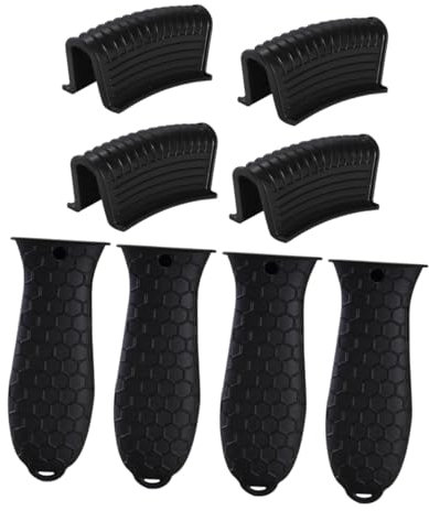 Cabilock 8pièces Protège-poignées pour Casseroles Ustensiles De Cuisine Accessoires Pratiques Et Sécuritaires Noir