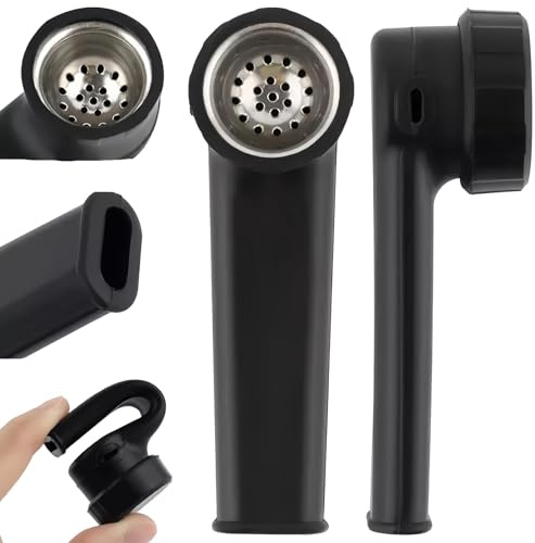 Silicone Smoking Pipe, Pocket Size with Sealing Cap and Metal Bowl, Heat Resistant Chunky Beautiful Gift for Father Husband and Collector Enthusiast, Easy to Clean, Black
