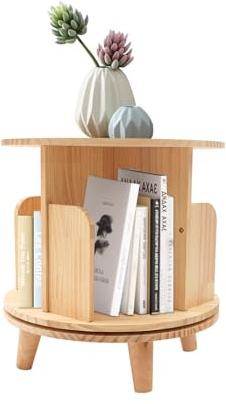 CHERIPOLI Étagère à livres rotative à 4 compartiments en bois massif à 360° - Étagère multifonctionnelle empilable pour livres - Pour enfants et adultes