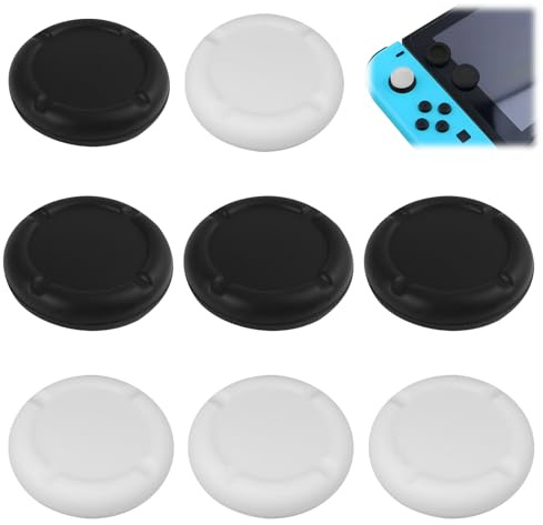 Cappuccio Di Ricambio in Silicone Per Joystick Switch E Switch Lite Compatibilità, 8 Pcs Protezioni Thumbsticks, Coperture Joystick 3D Grips Caps Bianco E Nero, Protezione Efficace E Comfort Ottimale
