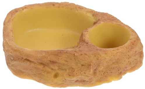 UPKOCH Cuenco para Reptiles Diseño de Roca Simulada, Comedero y Bañera de Resina Natural, Tamaño Medio, para Alimentación y Baño de Tortugas, Lagartos y Serpientes en Terrarios