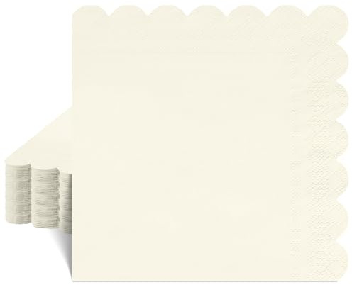 40 tovaglioli color crema, 33 x 33 cm, a 2 strati ondulati, beige, tovaglioli bianco crema, tovaglioli da cocktail, bianco avorio, tovaglioli di carta per compleanni, baby shower, matrimoni, feste