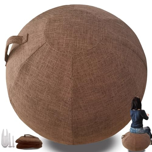 WTZHHK 9 Colori Palla per Lo Pilates/Sedia da Ufficio Copri 55/65/75cm, 2 PCS Kit di Ricambio per Spina a Sfera per Esercizi, Resistente alla Sporcizia Pilates Yoga Copri (Nessuna Palla)(Brown,75cm)