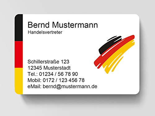 EUROPRINT24 100 Visitenkarten, laminiert, 85 x 55 mm, inkl. Kartenspender - Design Deutschland