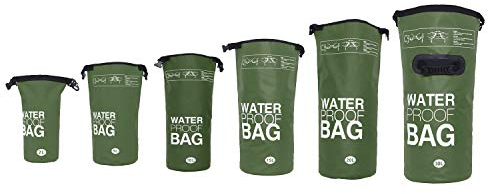 DonDon Dry Bag wasserdichte Tasche 2l, 5l, 10l, 15l, 20l, 30l Pack-Sack Beutel mit Schultergurt - Oliv 20 Liter