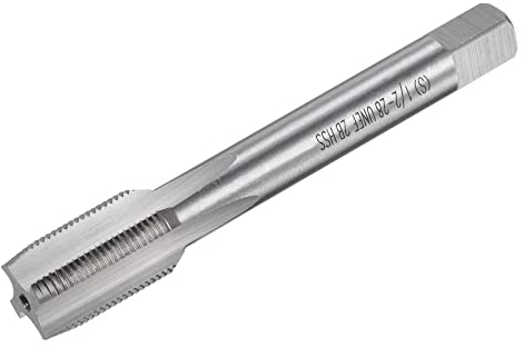 sourcing map Fresado Roscar Macho 1/2-28 UNEF, M42 HSS (Alta Velocidad Acero) Sin Recubrimiento 4 Rectos Flautas Máquina Tornillo Roscado Macho 2B Tolerancia Grado