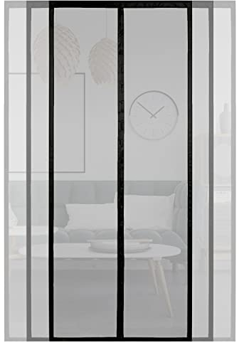 ARCOL Zanzariera Magnetica per porte Regolabile in Larghezza - Tenda Zanzariera Porta Finestra con Fettucce a Strappo, Zanzariera magnetica porta finestra accorciabile (155x240 cm, Nero)