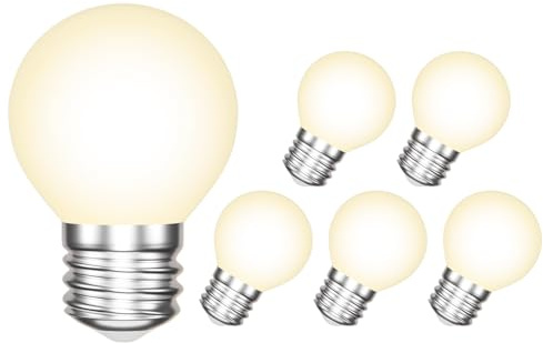 ENUOTEK E27 LED Light Bulb,4W 540Lm Warm White 3000K, G45 Golf Ball Edison Screw ES Filament, 40W Equivalent Incandescent, Not Dimmable, Class D Energy Efficiency, Pack of 6