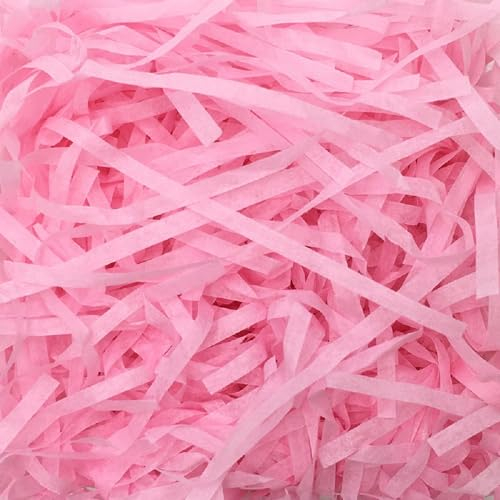 Zhzrche Carta di rafia triturata riempitrice di erba pasquale per confezioni regalo, cestino di riempimento, confezioni regalo pasquali, multicolore (rosa)