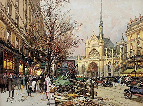 Dipinti su tela - 5 famosi dipinti ad olio - Tardo pomeriggio Boulevard de Magenta Galien Eugene paesaggio urbano scene della città -06, £70- £1500 Dipinti a mano da insegnanti delle Accademie d'arte