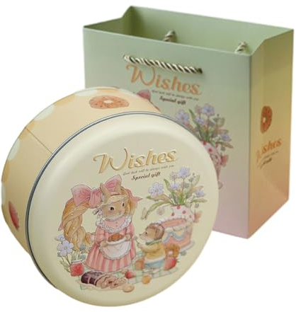 DOTBUY-SHOP Scatola di Latta Pasqua Contenitore Metallo con Coperchio per Conservare tè, Frutta Secca, Biscotti, Caramelle (1 Pezzi, Giallo)