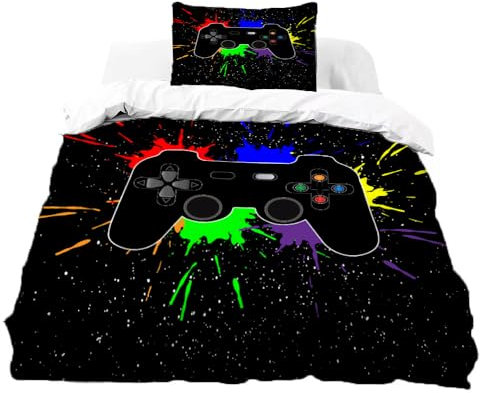 goodbath Single Duvet Cover Set,Game Gaming Bedding Set with 1 Pillowcases for Boys Girls Kids Teens