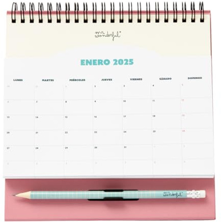 Mr. Wonderful - Calendario de Sobremesa con Bolsillo 2025 para Disfrutar de tus Momentos Felices - Incluye 1 Bloc de Notas Adhesivas